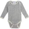 Ribbed Knit Long Sleeve Retro Bodysuit, Heather Grey - Bodysuits - 1 - thumbnail