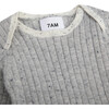 Ribbed Knit Long Sleeve Retro Bodysuit, Heather Grey - Bodysuits - 3