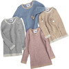 Ribbed Knit Long Sleeve Retro Top, Heather Grey - Shirts - 7
