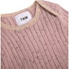 Ribbed Knit Long Sleeve Retro Bodysuit, Ash Rose - Bodysuits - 3