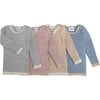 Ribbed Knit Long Sleeve Retro Top, Ash Rose - Shirts - 8