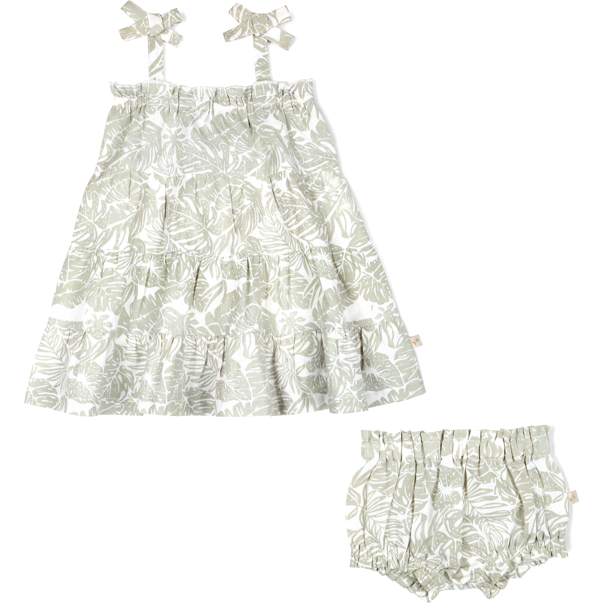 Organic Tiered Strap Dress, Palms - Dresses - 1