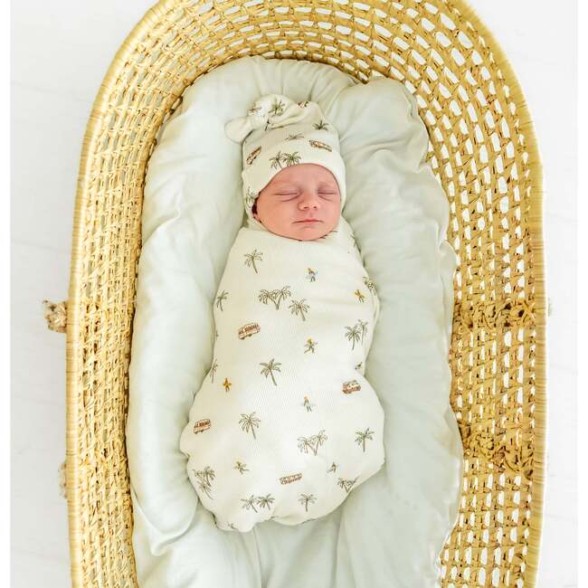 Organic Swaddle Blanket & Hat, Malibu - Swaddles - 2