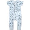 Organic Short Sleeve Button Romper, Minnow - Rompers - 1 - thumbnail