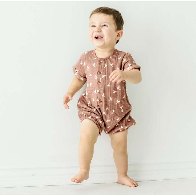 Organic Short Bubble Romper, Flock - Rompers - 2