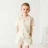Organic Shirt and Shorts Set, Beige Stripes - Mixed Apparel Set - 2