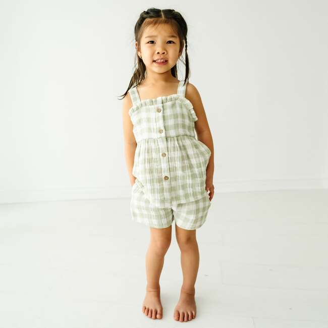 Organic Peplum Top and Shorts Set, Gingham