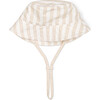 Organic Bucket Sun Hat, Beige Stripes - Hats - 1 - thumbnail