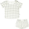 Organic Top and Shorts 2 Piece Set, Gingham - Mixed Apparel Set - 1 - thumbnail