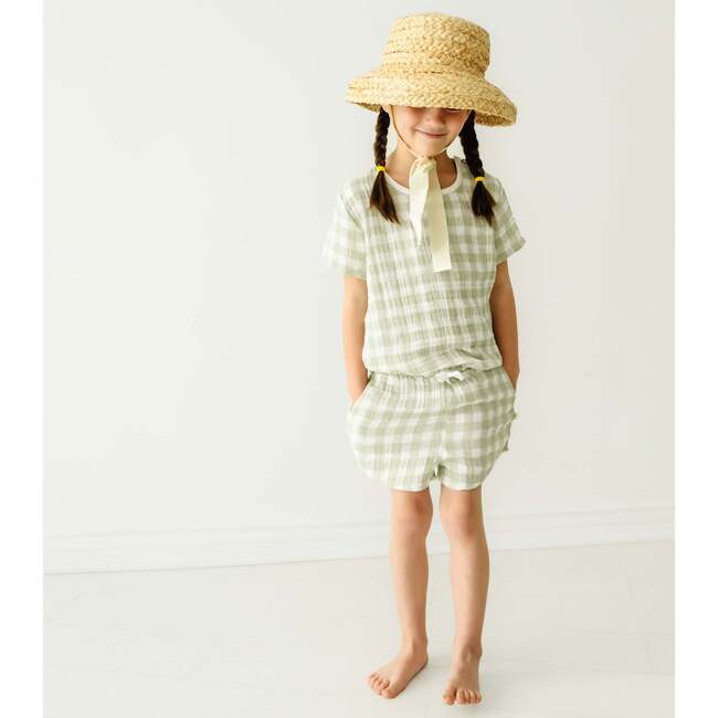 Organic Top and Shorts 2 Piece Set, Gingham - Mixed Apparel Set - 2