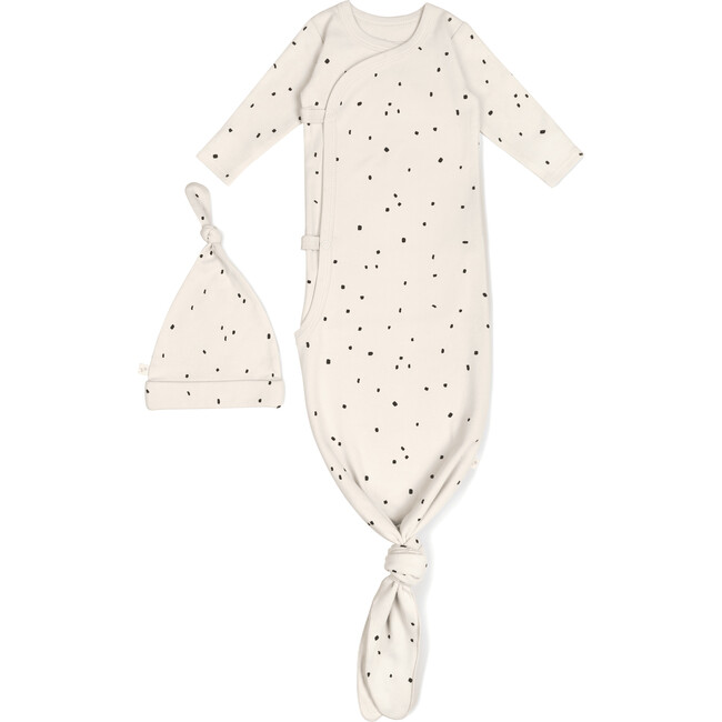 Organic Kimono Knotted Sleep Gown, Pixie Dots