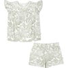 Organic Flutter Top and Shorts, Palms - Mixed Apparel Set - 1 - thumbnail