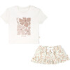 Organic Boxy Tee and Skort, Summer Floral - Mixed Apparel Set - 1 - thumbnail