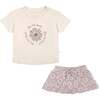 Organic Boxy Tee and Skort, Daisies - Mixed Apparel Set - 1 - thumbnail