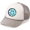 Smiley Checker Patch Trucker Hat, Grey - Hats - 1 - thumbnail