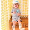 Smiley Checker Patch Short Sleeve T-Shirt, Grey - T-Shirts - 3