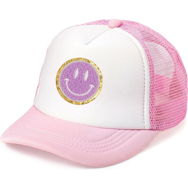 Smile Patch Trucker Hat, Pink