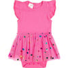 Raspberry Confetti Short Sleeve Tutu Bodysuit, Pink - Onesies - 1 - thumbnail