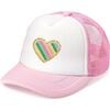 Rainbow Heart Patch Trucker Hat, Pink - Hats - 1 - thumbnail