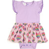 Rainbow Heart Short Sleeve Tutu Bodysuit, Lavender - Dresses - 1 - thumbnail