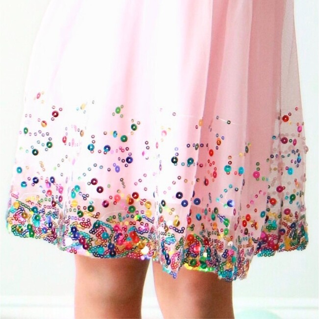 Pink Confetti Short Sleeve Tutu Dress, Pink - Dresses - 2