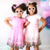 Pink Confetti Short Sleeve Tutu Dress, Pink - Dresses - 4