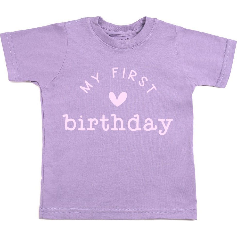 My First Birthday Short Sleeve T-Shirt, Lavender - T-Shirts - 1
