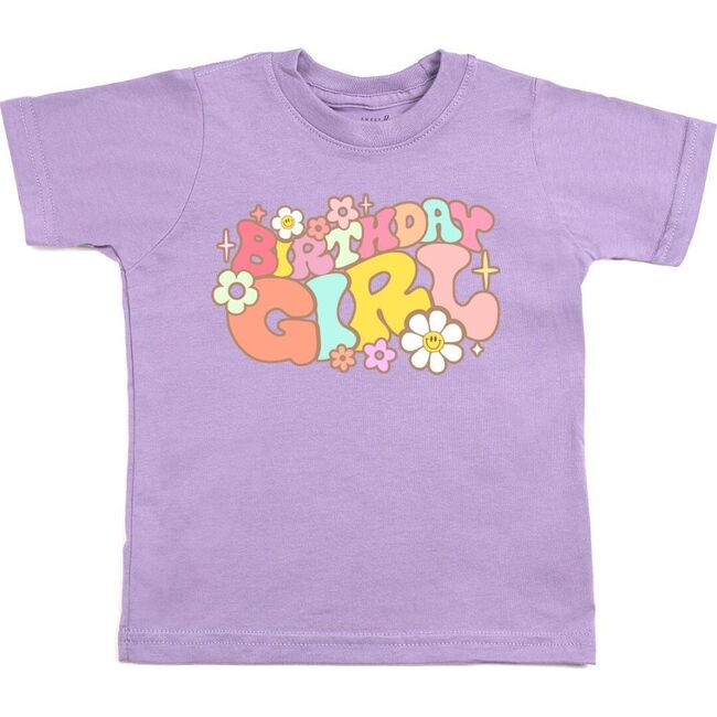 Groovy Birthday Girl Short Sleeve T-Shirt, Lavender