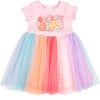 Groovy Birthday Girl Short Sleeve Tutu Dress, Multi - Dresses - 1 - thumbnail