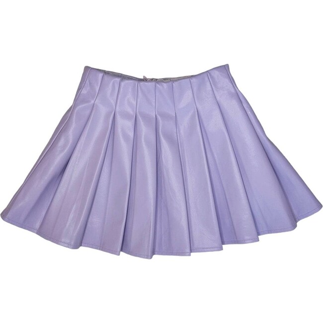 Vegan Shimmer Pleated Short Skirt, Lavender