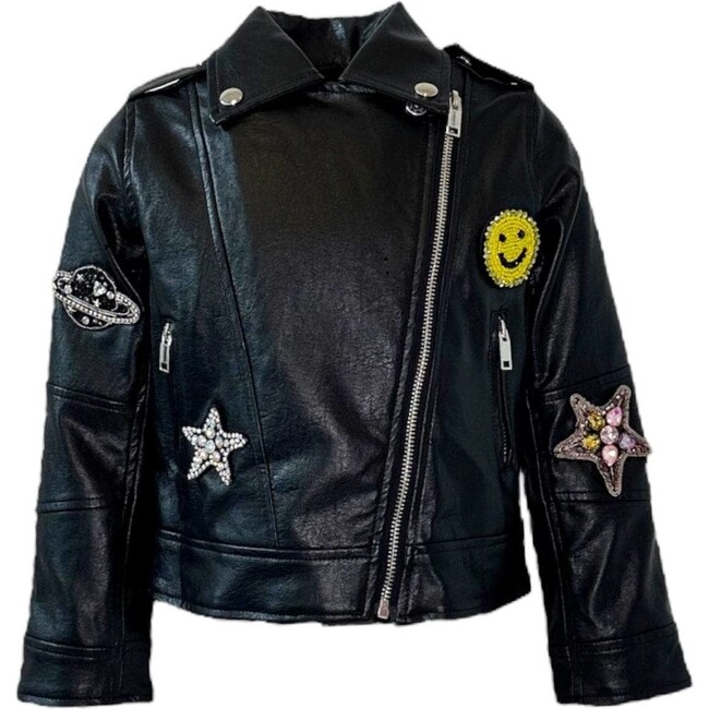 Whatever Beaded Leather Jacket, Black - Jackets - 2