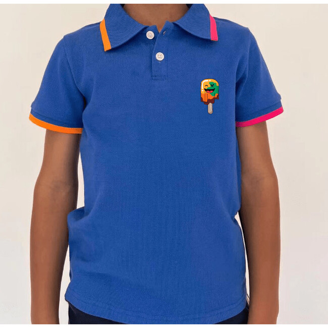 Tropical Popsicle Applique Polo T-Shirt, Blue