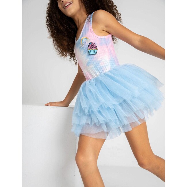 Tie Dye Rainbow Cupcake Sleeveless Tutu Dress, Multicolors - Dresses - 2