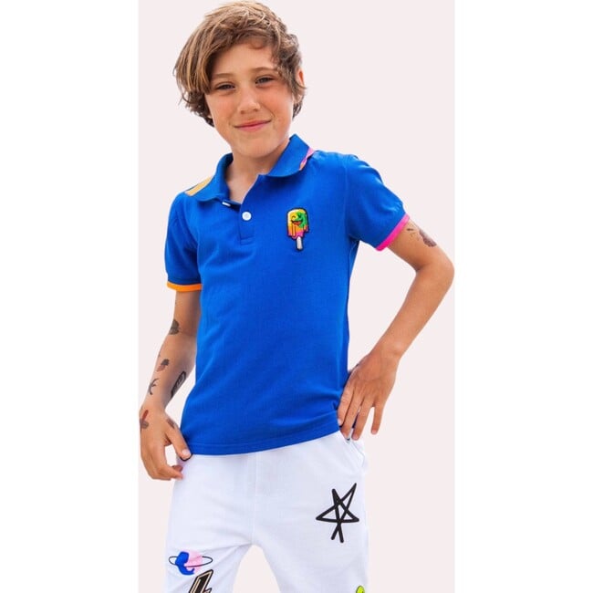 Tropical Popsicle Applique Polo T-Shirt, Blue - Polo Shirts - 2