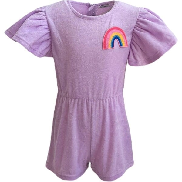 LOLA + THE BOYS PINK RAINBOW POM POM ROMPER