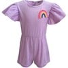 Terry Rainbow Patch Flutter Sleeve Romper, Lavender - Mixed Apparel Set - 1 - thumbnail