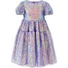 Sequin Daisy Short Puff Sleeve Dress, Lavender - Dresses - 1 - thumbnail