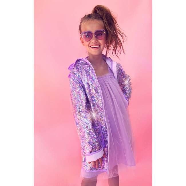 Sequin Magic Rain Jacket, Purple - Jackets - 2