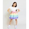 Satin Rainbow Dream Puff Sleeve Ruffled Tire Dress, Multicolors - Dresses - 2