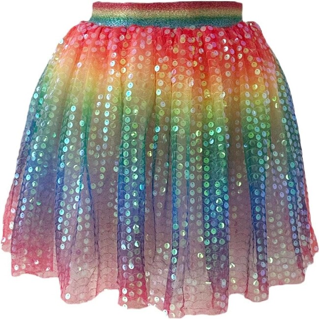 Rainbow Sequin Short Skirt, Multicolors