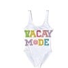 Women's Crystal Vacay Mode Swimsuit, White - One Pieces - 1 - thumbnail