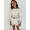 Rainbow Bright Wave Scalloped Long Sleeve Top & Short Set, White - Mixed Apparel Set - 2