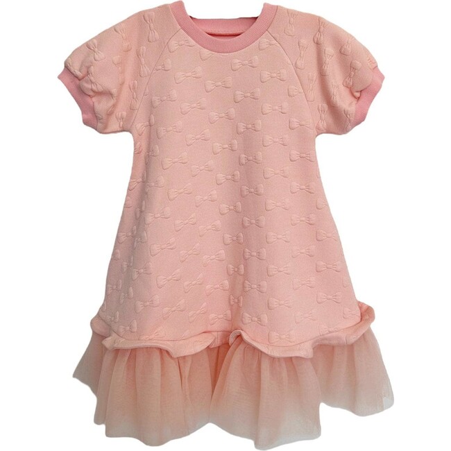 Pretty Bow Ruffle Hem T-Shirt Dress, Pink