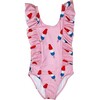 Pinkie Bomb Pop Ruffle Shoulder One-Piece Swimsuit, Pink - One Pieces - 1 - thumbnail