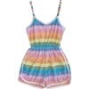 Pastel Ombré Beaded Hearts Sleeveless Romper, Multicolors - Mixed Apparel Set - 1 - thumbnail