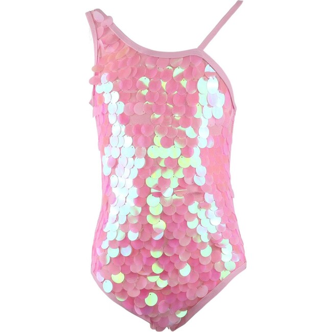 Pailette Sparkle Sequin Sleeveless Swimsuit, Rose