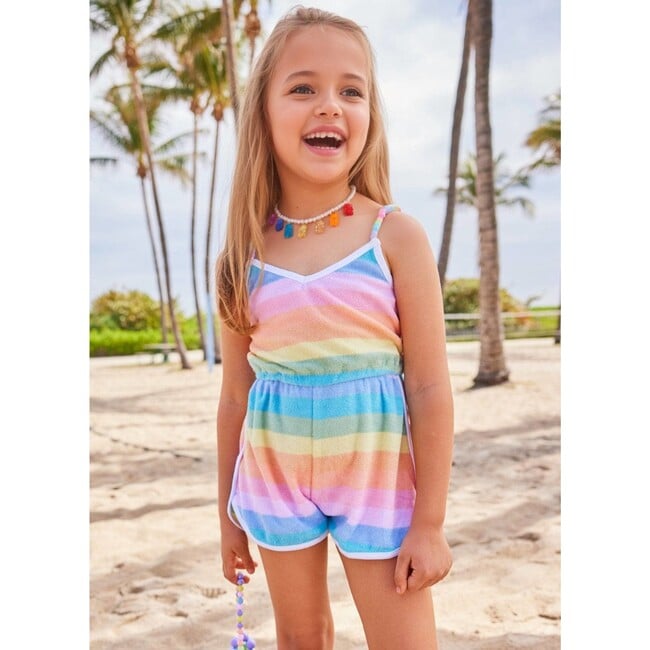 Pastel Ombré Beaded Hearts Sleeveless Romper, Multicolors - Mixed Apparel Set - 2