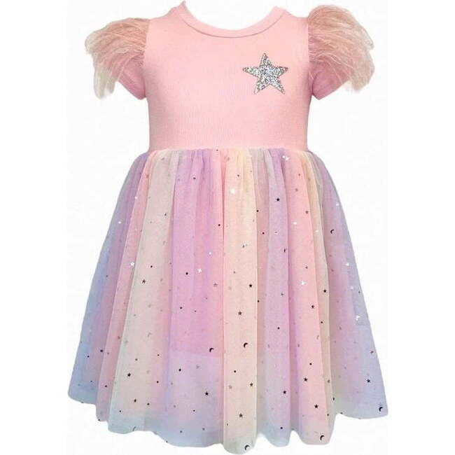 Shining Star Feather Tutu Dress, Pink