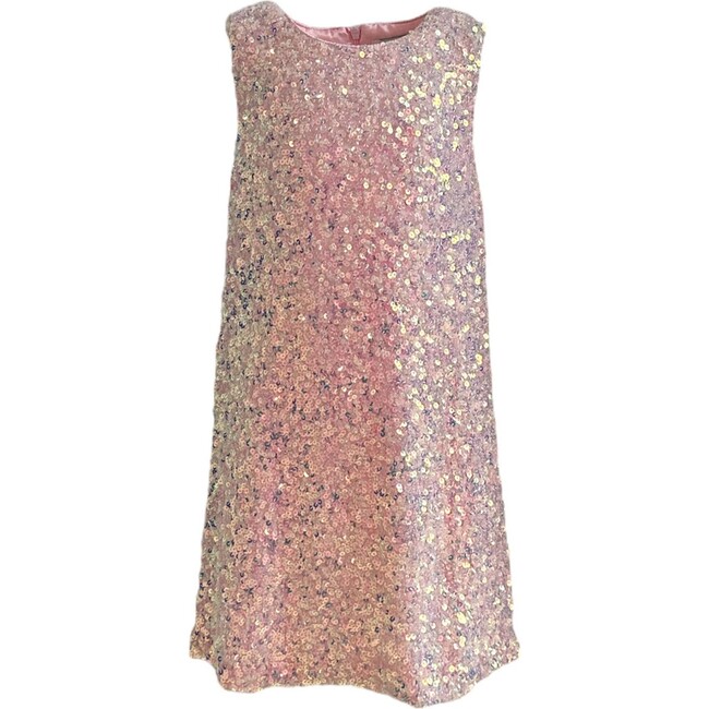 Shimmer & Sequin Sleeveless Dress, Rose