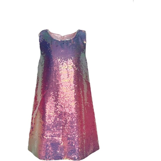 Ombre Sleeveless Shimmer Tank Dress, Rose & Purple